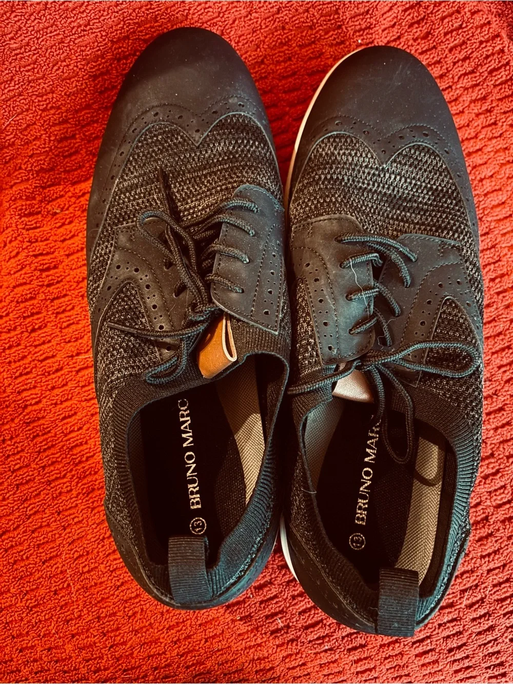 Men's Black Knit Wingtip Derby Oxfords
